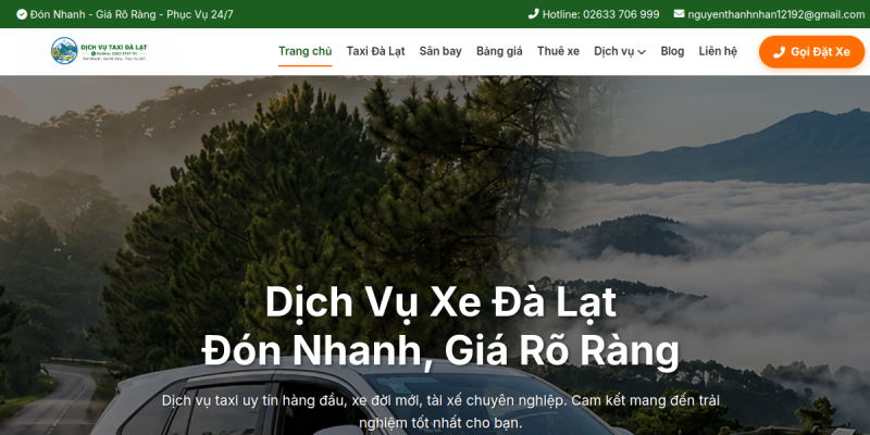 Bản xem trước website Dịch Vụ Taxi Đà Lạt