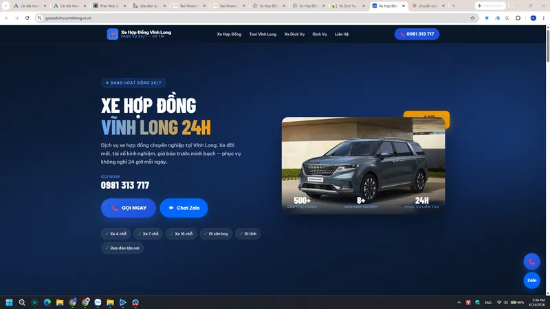Bản xem trước website Xe Dịch Vụ Vĩnh Long