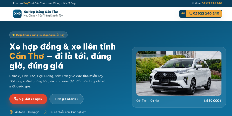 Bản xem trước website Xe Hợp Đồng Cần Thơ Hậu Giang